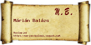 Márián Balázs névjegykártya